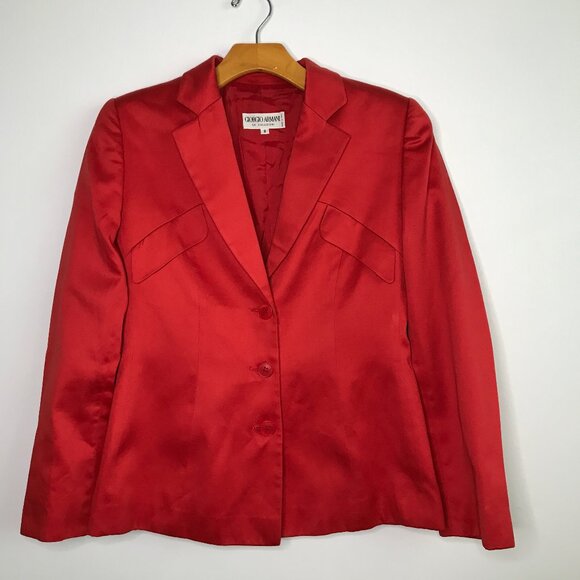 Giorgio Armani Red Blazer Jacket Womens 8 - Picture 2 of 11